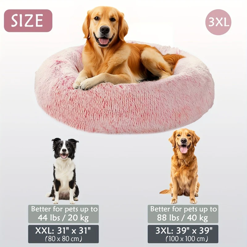Euroselle Soft Faux Fur Donut Pet Bed For Small To Large Dogs And Cats