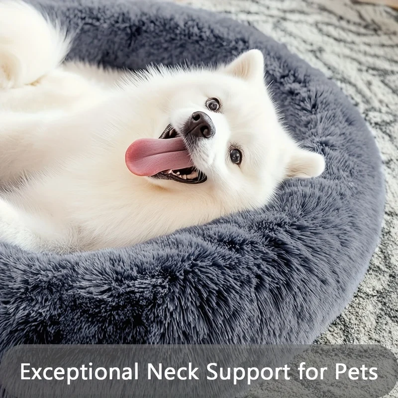 Euroselle Soft Faux Fur Donut Pet Bed For Small To Large Dogs And Cats