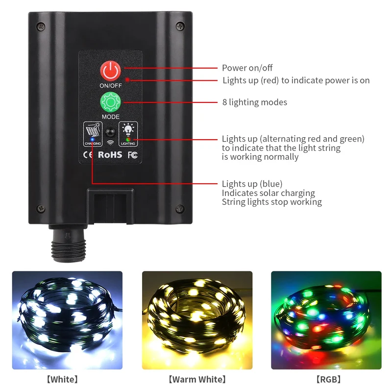 Euroselle 100M Solar Fairy Lights With Remote Control And 8 Modes