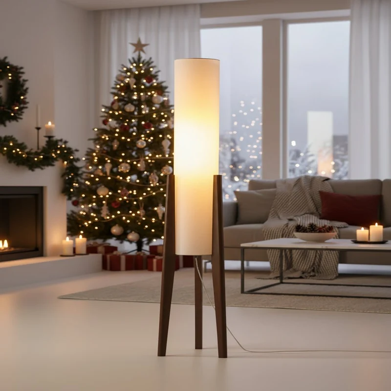 Euroselle Nordic Walnut Floor Lamp With Dimmable LED