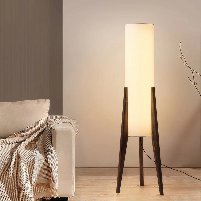 Euroselle Nordic Walnut Floor Lamp With Dimmable LED