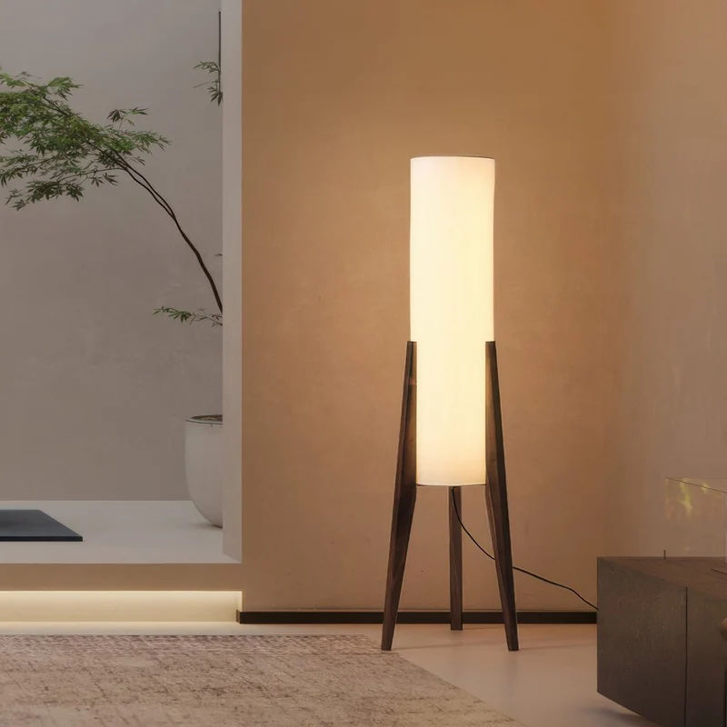 Euroselle Nordic Walnut Floor Lamp With Dimmable LED