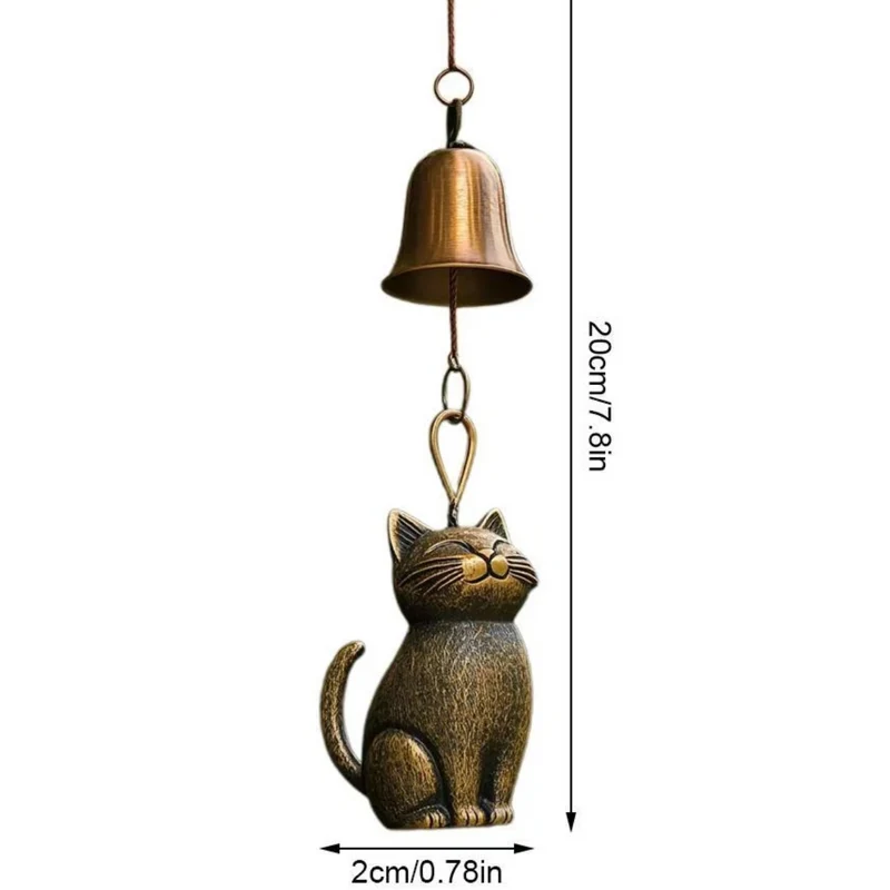 Euroselle Handcrafted Copper Cat Wind Chime For Tranquil Home Ambiance