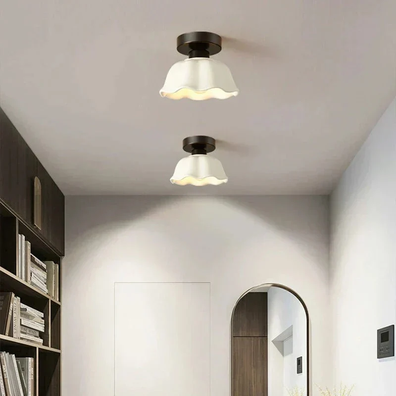 Euroselle Glass Pendant Lamp With Ceramic Shade For Modern Lighting