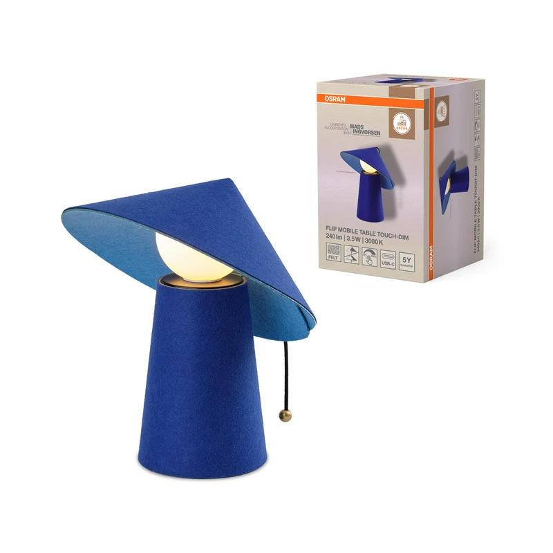 OSRAM DECOR Flip Mobile Tischleuchte 3,5W, Touch-Dimm, USB-aufladbar, Blau