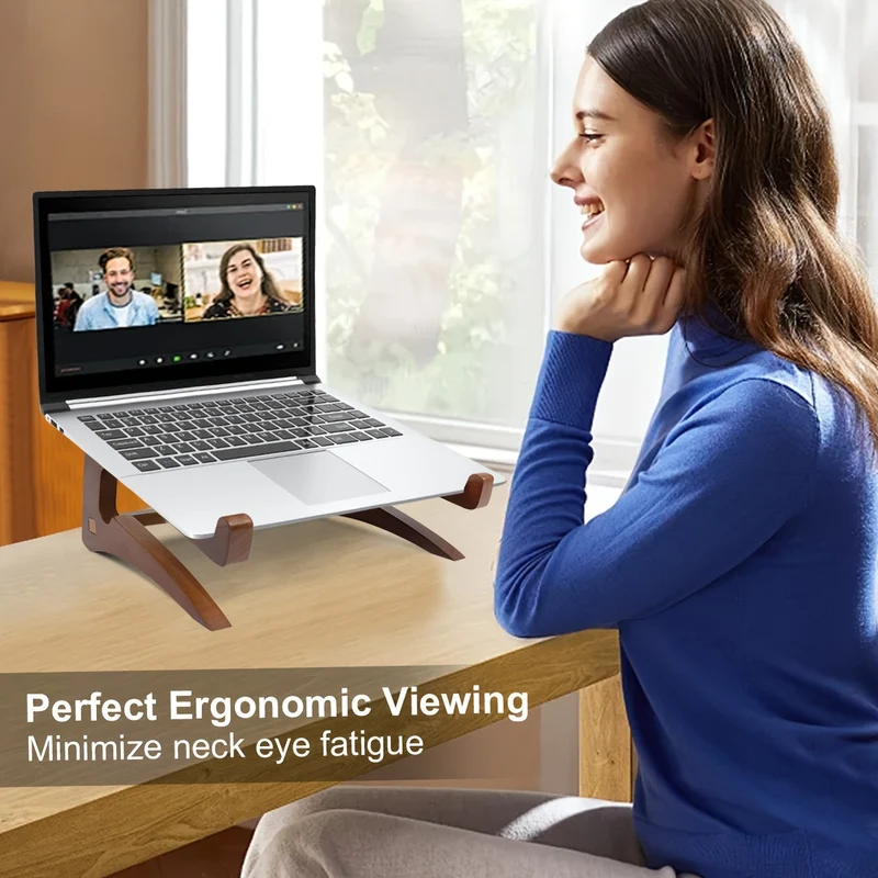 Euroselle Ergonomic Wooden Cooling Laptop Stand For Eye Level Viewing