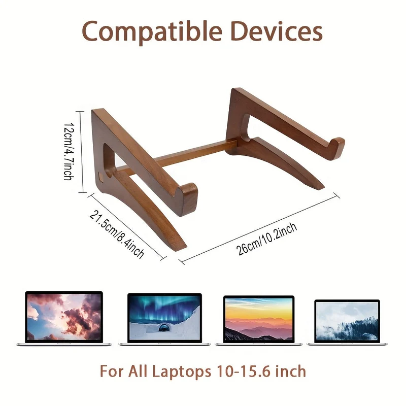 Euroselle Ergonomic Wooden Cooling Laptop Stand For Eye Level Viewing