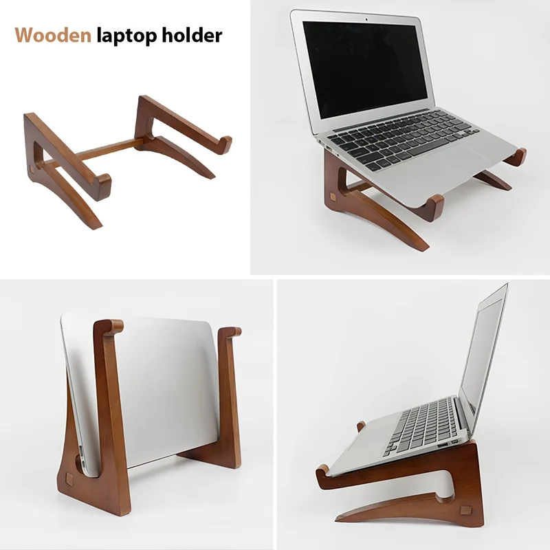 Euroselle Ergonomic Wooden Cooling Laptop Stand For Eye Level Viewing