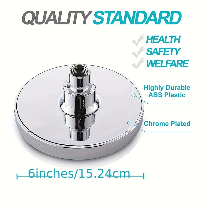 Euroselle Rain Shower Head Premium 1pc With Anti-Clog Nozzles And Adjustable Angles