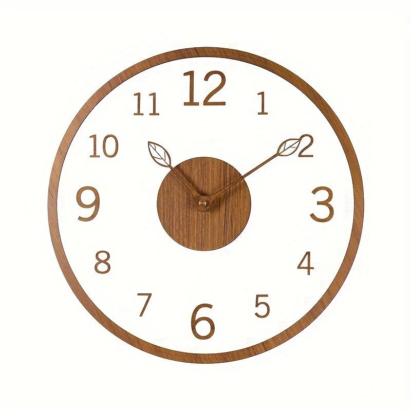 Euroselle Minimalist Floating Wall Clock With Leaf Hand Design