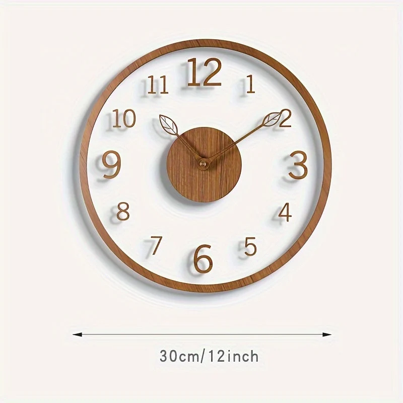 Euroselle Minimalist Floating Wall Clock With Leaf Hand Design