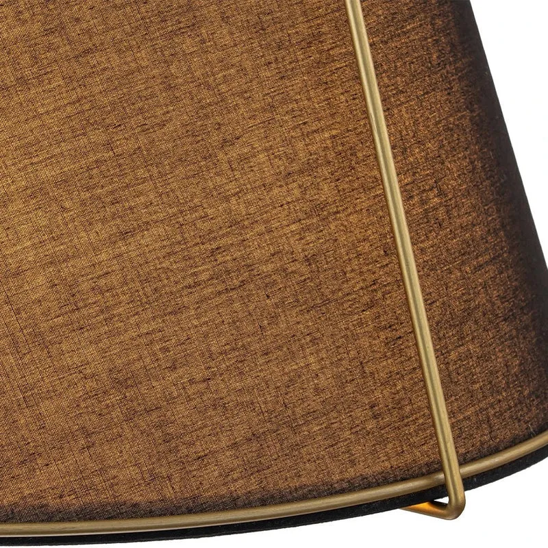 Euroselle Modern Linen Tapered Cone Pendant Light With Brass Accents, Four Lights