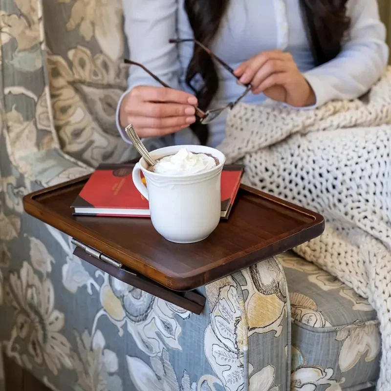 Euroselle Adjustable Bamboo Clip On Arm Tray Table