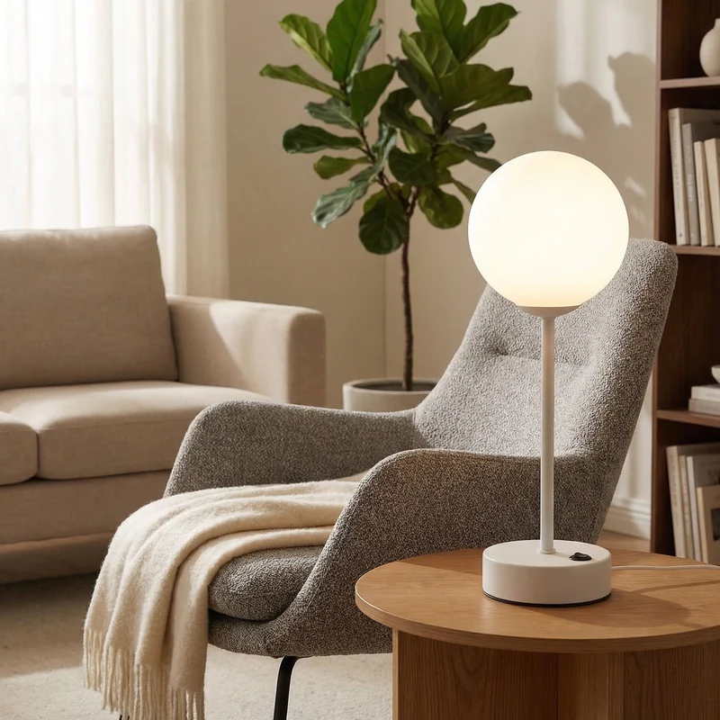 Euroselle Globe LED Table Lamp With Rechargeable Battery And Touch Dimming