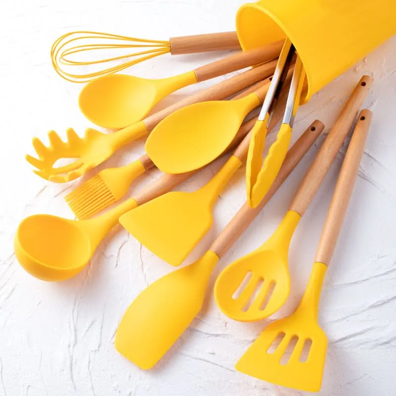 Euroselle 12-Piece Heat-Resistant Silicone Utensil Set For Non-Stick Cookware Protection