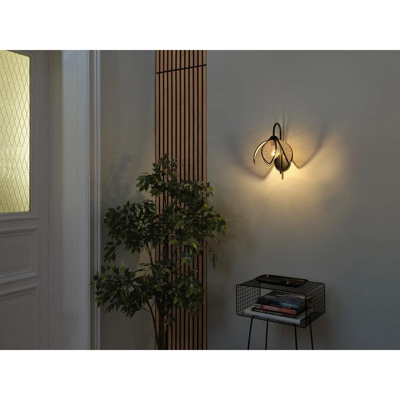 OSRAM DECOR Rattan Lotus Wandleuchte E27 Braun
