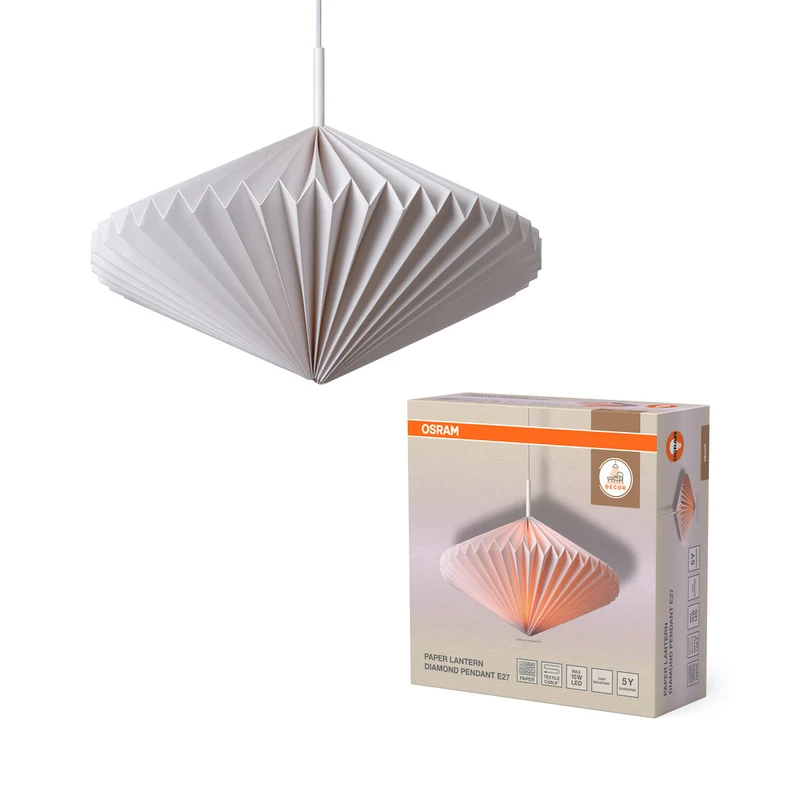 OSRAM DECOR Paper Lantern Diamond Pendelleuchte E27 Weiß