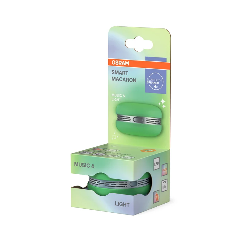 OSRAM Bluetooth SMART+ Macaron Lautsprecher mit Bewegungssteuerung, LED-Licht RGB, Grün