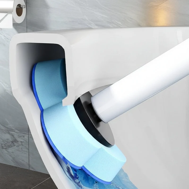 Euroselle Durable Toilet Brush With Holder For Under Rim Cleaning