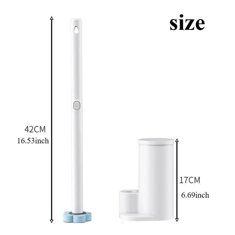 Euroselle Durable Toilet Brush With Holder For Under Rim Cleaning