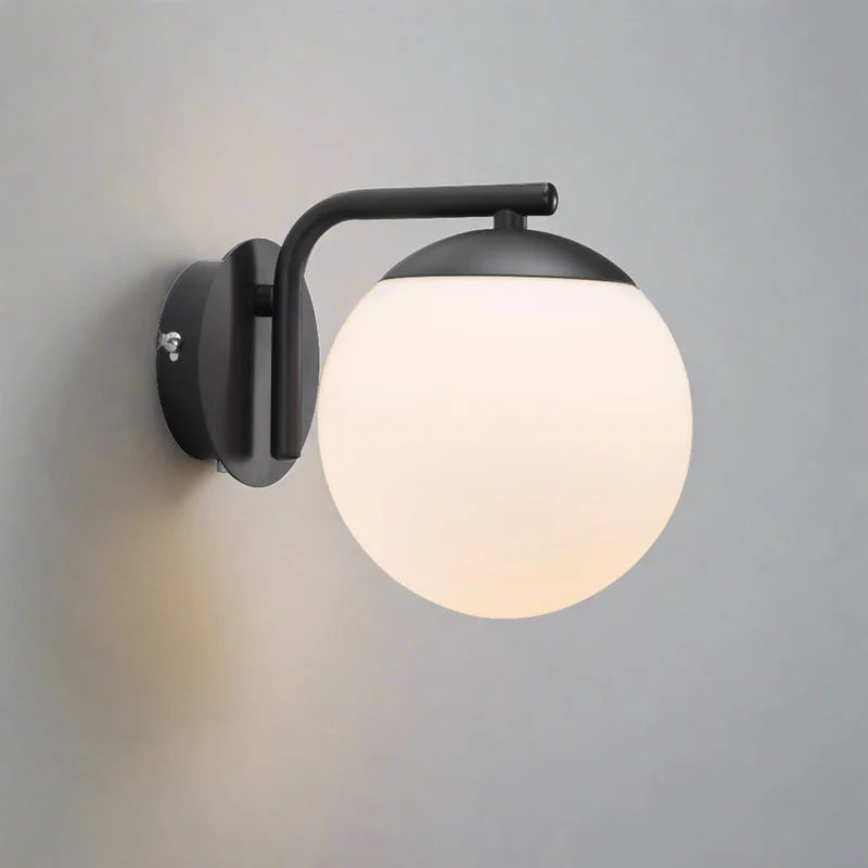 Euroselle Globe Wall Light With Glass Shade E14 Bulb Hardwired