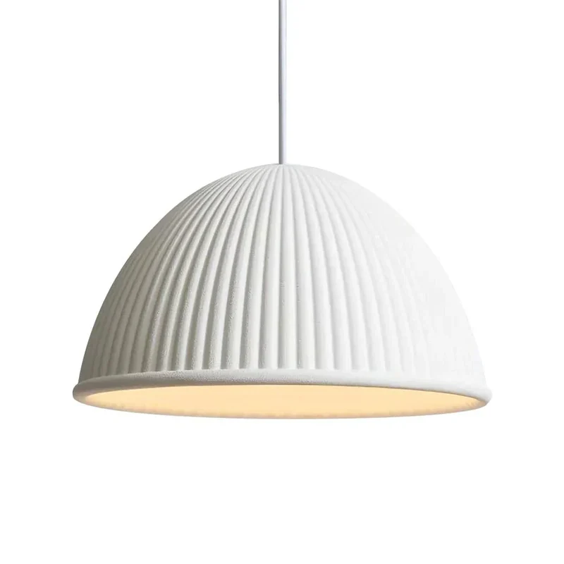 Euroselle Modern Ribbed Shade Resin Dome Pendant Light, One Light