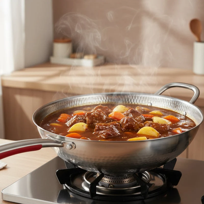 Euroselle Premium Titanium Wok With Curved Base For Induction Cooking