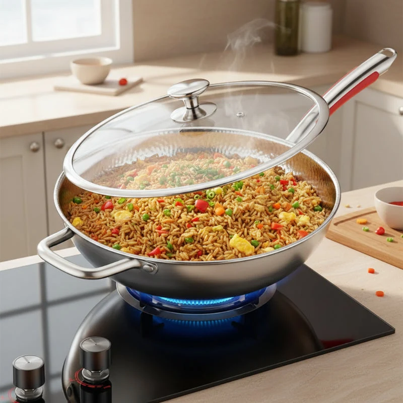Euroselle Premium Titanium Wok With Curved Base For Induction Cooking