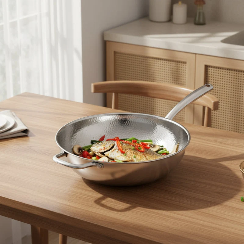Euroselle Premium Titanium Wok With Curved Base For Induction Cooking