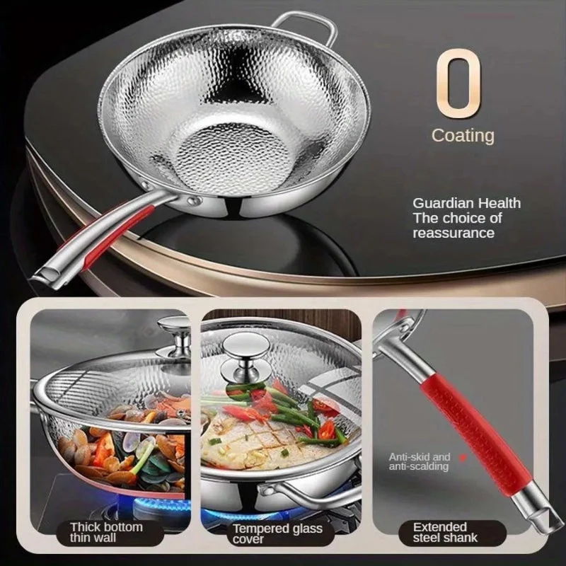 Euroselle Premium Titanium Wok With Curved Base For Induction Cooking