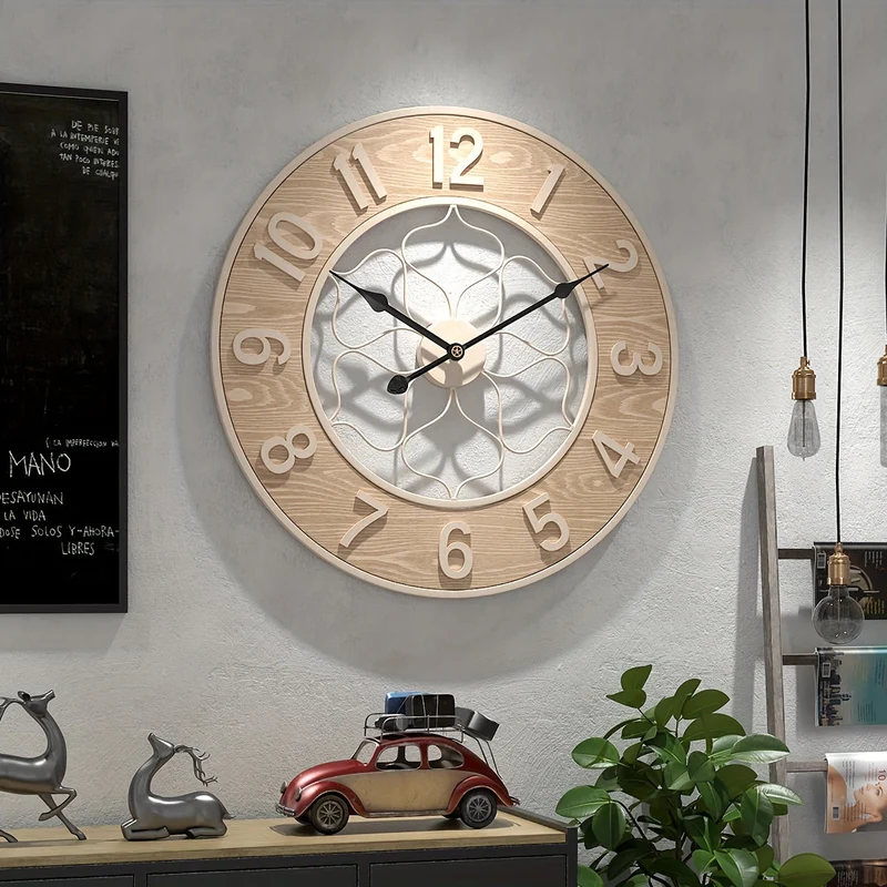 Euroselle Vintage Iron And Wood Wall Statement Clock