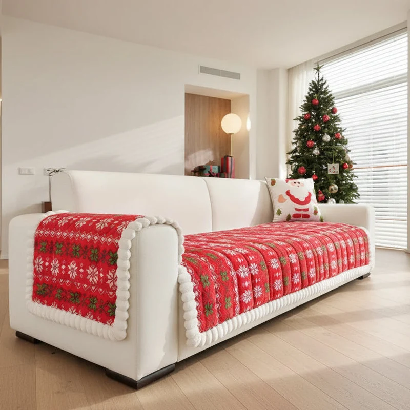 Euroselle HollyNest Festive Sofa Cover For Cozy Living Rooms