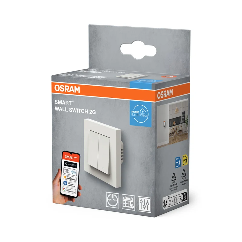 OSRAM Matter SMART+ smarter Unterputz Wandschalter 2-Kanal