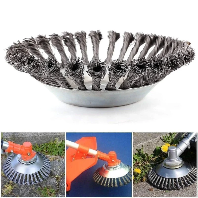 Euroselle Heavy-Duty Steel Wire Weed Brush For 6 And 8 Inch Lawn Mowers