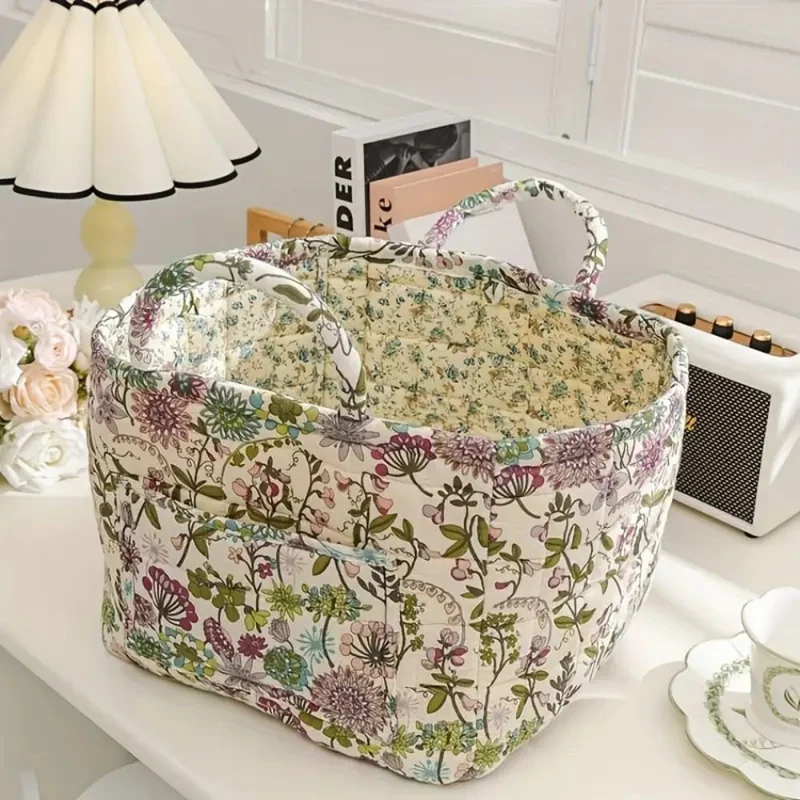 Euroselle Durable Canvas And Wicker Flower Storage Organizer