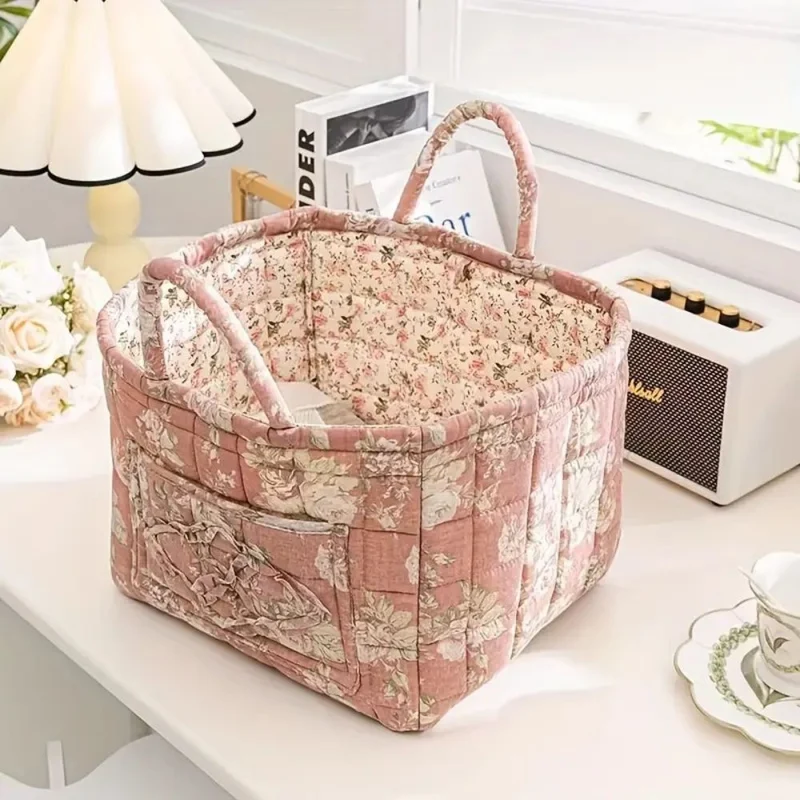 Euroselle Durable Canvas And Wicker Flower Storage Organizer
