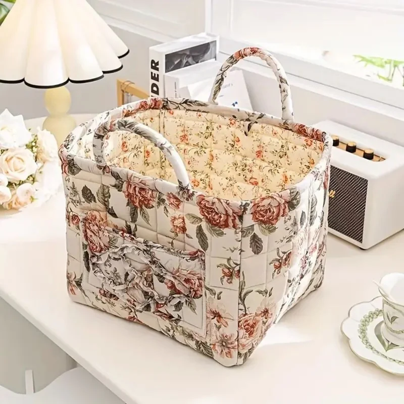 Euroselle Durable Canvas And Wicker Flower Storage Organizer
