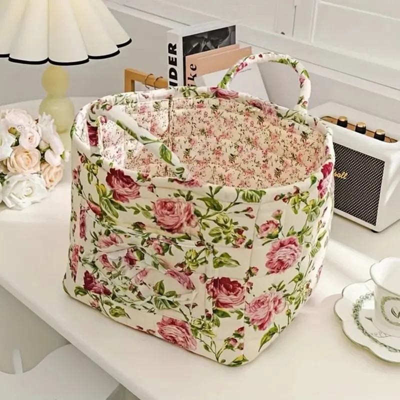 Euroselle Durable Canvas And Wicker Flower Storage Organizer