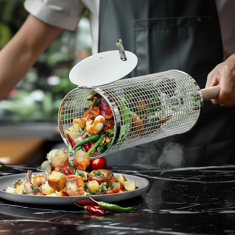 Euroselle Premium Stainless Steel Grill Basket For Outdoor Barbecues