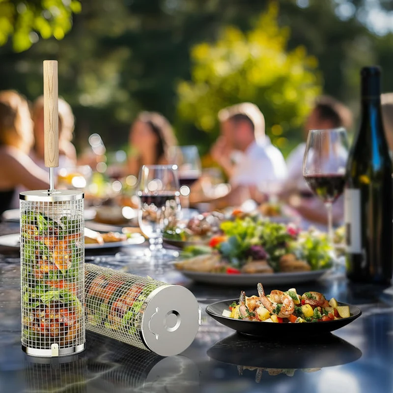 Euroselle Premium Stainless Steel Grill Basket For Outdoor Barbecues