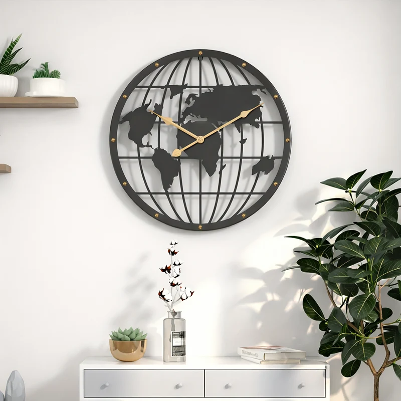 Euroselle 40CM Openwork 2D Metal Wall Clock With Silent Sweep Movement