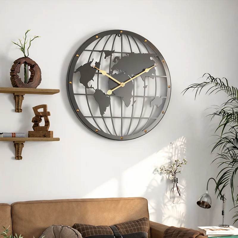 Euroselle 40CM Openwork 2D Metal Wall Clock With Silent Sweep Movement