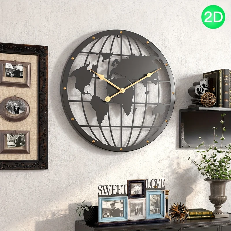 Euroselle 40CM Openwork 2D Metal Wall Clock With Silent Sweep Movement