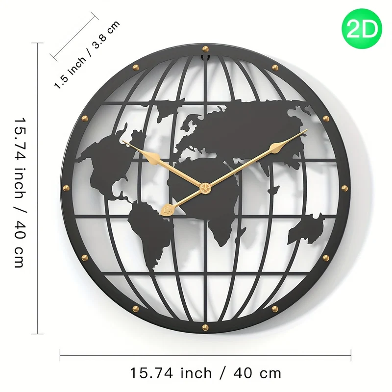 Euroselle 40CM Openwork 2D Metal Wall Clock With Silent Sweep Movement