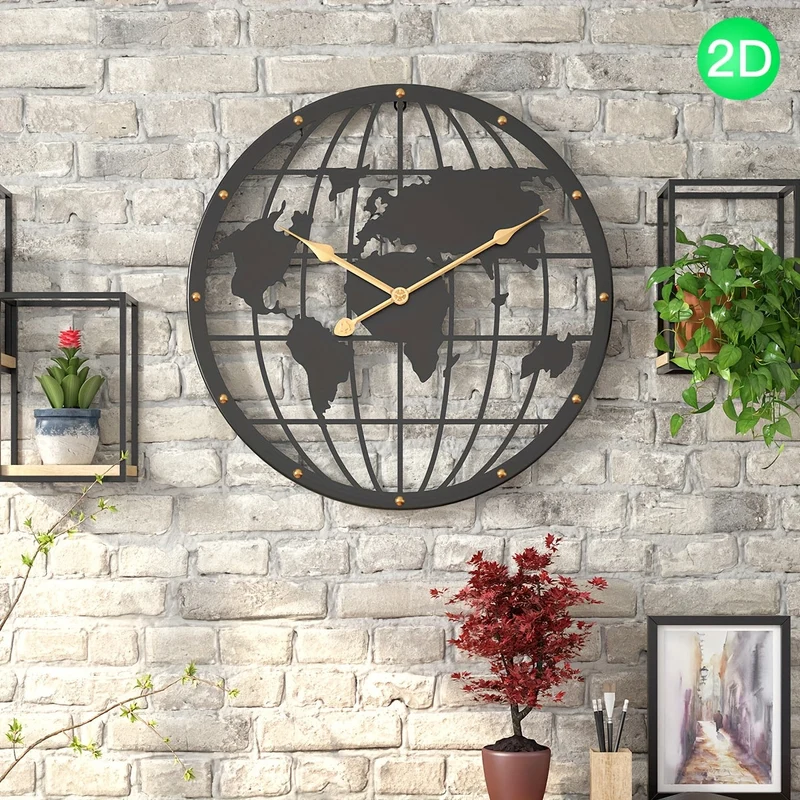 Euroselle 40CM Openwork 2D Metal Wall Clock With Silent Sweep Movement