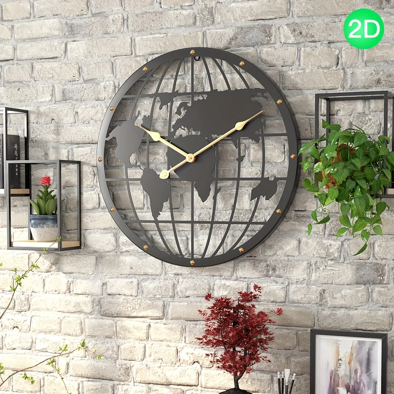 Euroselle 40CM Openwork 2D Metal Wall Clock With Silent Sweep Movement