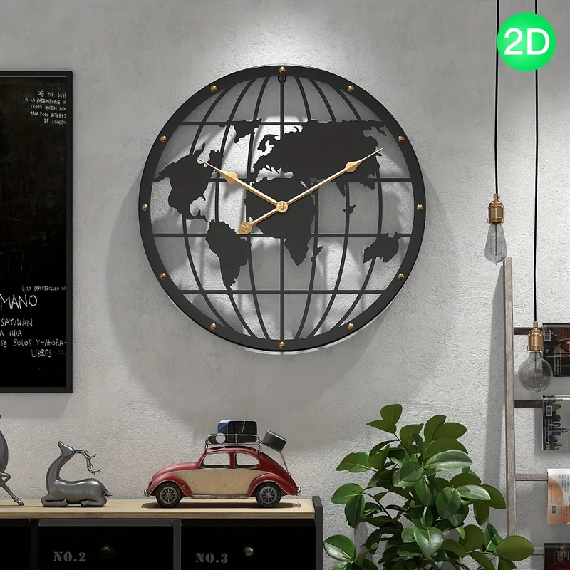 Euroselle 40CM Openwork 2D Metal Wall Clock With Silent Sweep Movement