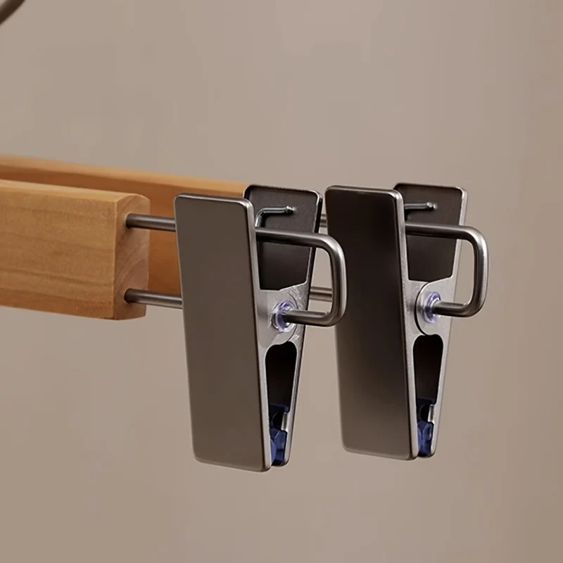 Euroselle Solid Lotus Wood Hangers With Adjustable Metal Clips 10 Pack