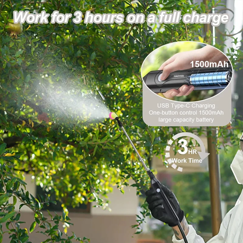 Euroselle Portable 5L Spray Pump With Adjustable Nozzle And USB Rechargeable Battery