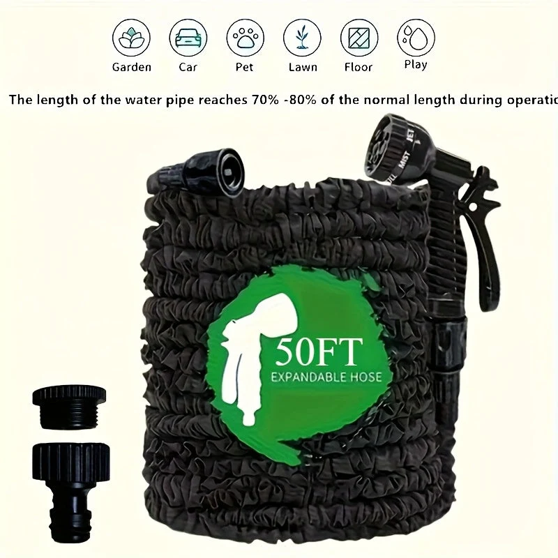 Euroselle High-Pressure Garden Hose With Nozzle For Outdoor Cleaning